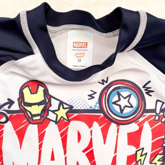 Marvel Toddler Swim Rashguard Set - Blue and White 2T - Picture 3 of 5